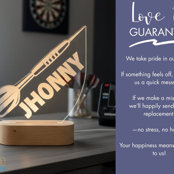 Personalized Dart Night Light – Custom LED Dartboard Lamp for Game Rooms - Picture 6 of 8